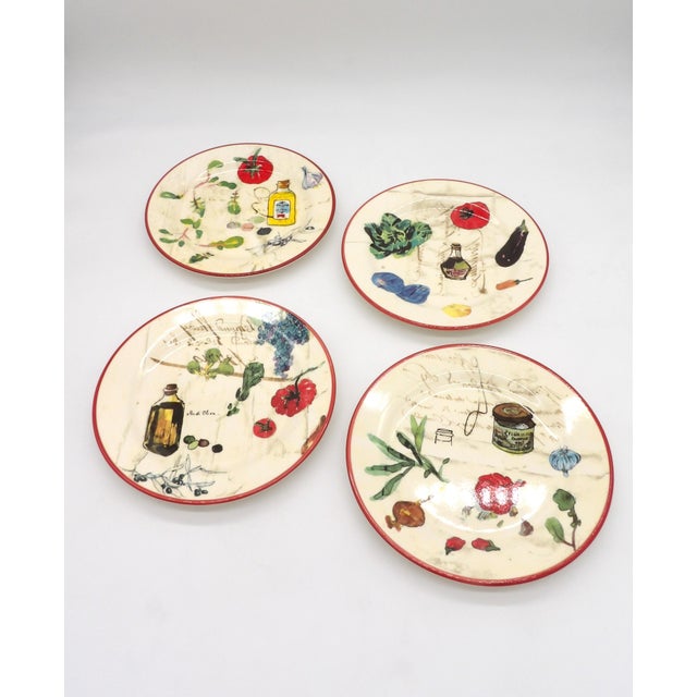 Set of 8 Williams-Sonoma French Market salad plates, made in Portugal. Each 9" plate features a unique watercolor-style...