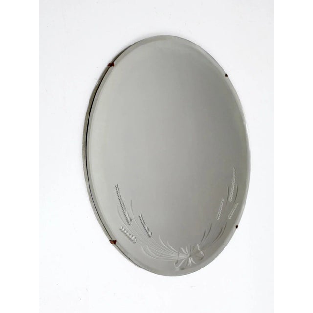 Antique Round Etched Mirror For Sale - Image 10 of 13