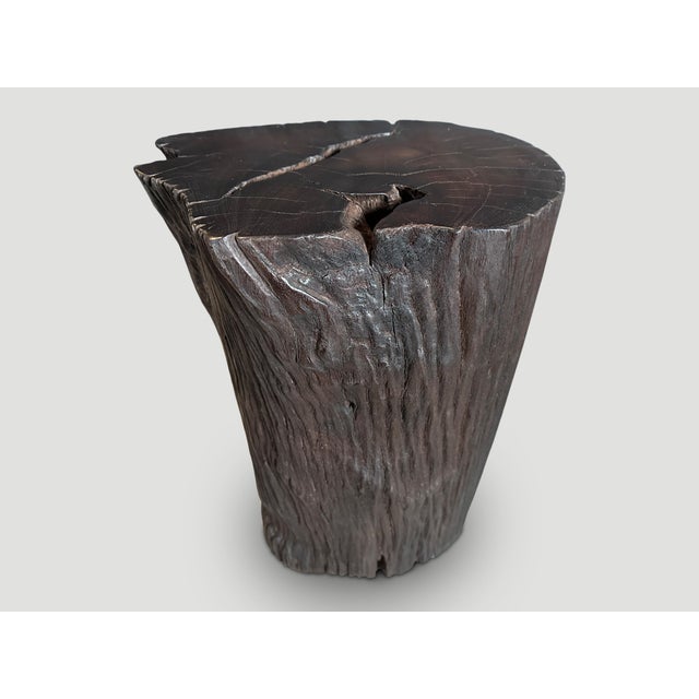Andrianna Shamaris Sculptural Ulin Wood Side Table For Sale In New York - Image 6 of 6