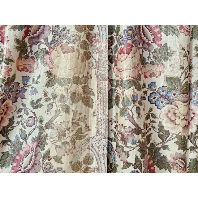 Chintz Fabric Curtains with Indian-Style Print, 1920s, Set of 2 For Sale - Image 6 of 11