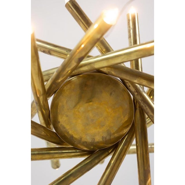 Italian Matte Gilded Brass Chandeliers, 1970s For Sale - Image 3 of 10
