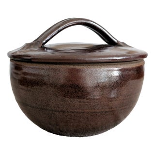 Tenmoku Ceramic Lidded Pot by Henry Hammond, 1950s For Sale