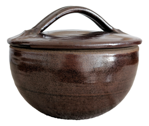 Tenmoku Ceramic Lidded Pot by Henry Hammond, 1950s