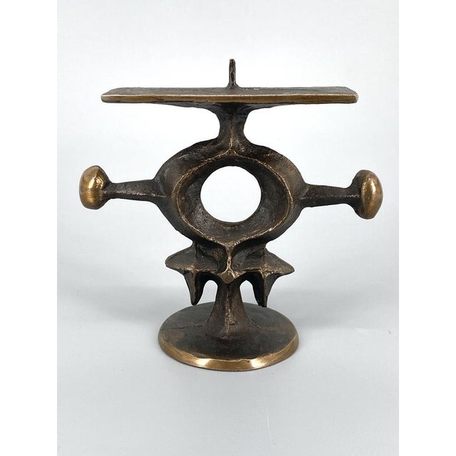 Brutalist Bronze Candleholder Sculpture from Zoltan Pap, Hungary, 1970s For Sale - Image 4 of 13