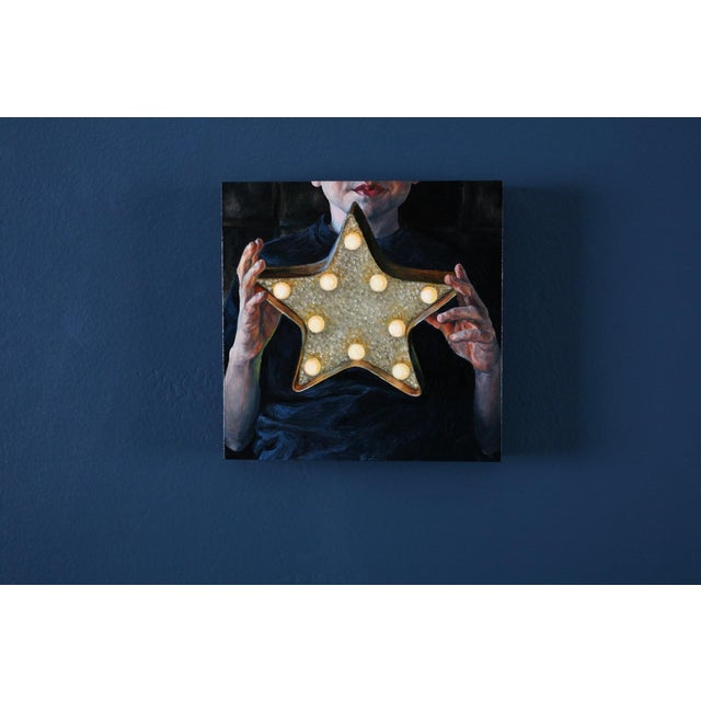 Early 21st Century The Star in my hands by Marianna Foster | Oil on Board Portrait of a person holding a star-shaped light. For Sale - Image 5 of 5