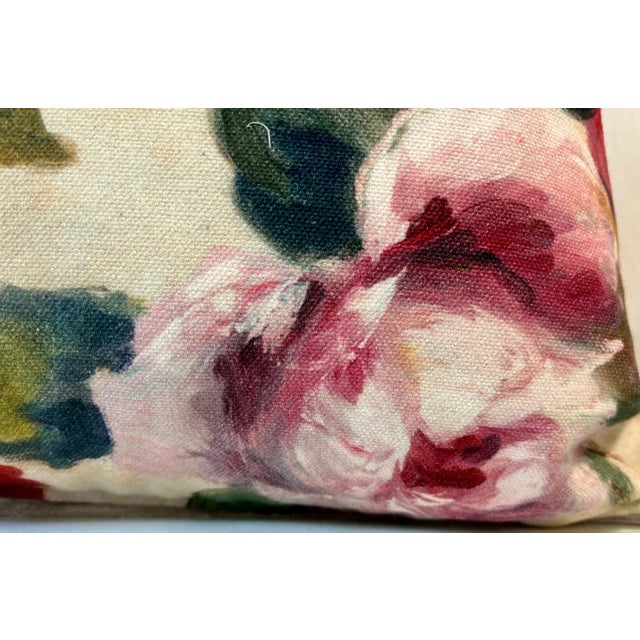 Cream Large Bolster Pillow Decorated With a Colorful Vintage Heirloom Floral Patten Inspired by Oil Paintings of the Great Masters - Made in the U K For Sale - Image 8 of 12
