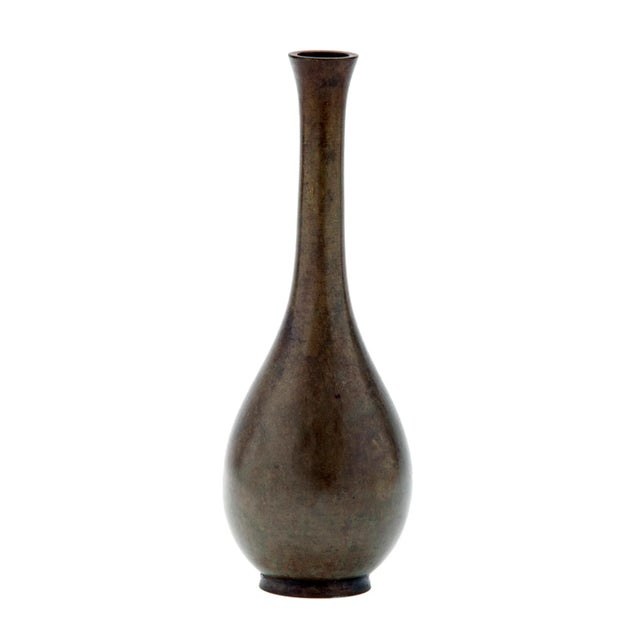 Mid 20th Century Japanese Bronze Bud Vase With Smooth Finish For Sale - Image 4 of 9