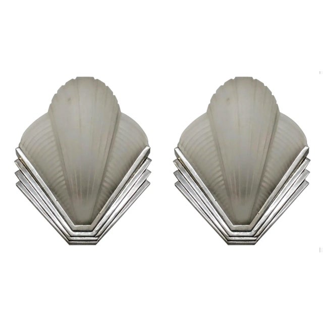 Mid 20th Century French Art Deco Wall Sconces by Petitot - a Pair For Sale - Image 5 of 6