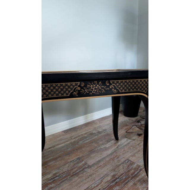 Vintage Drexel Et Cetera Chinoiserie Side Table With Burl & Glass Insert For Sale - Image 9 of 12