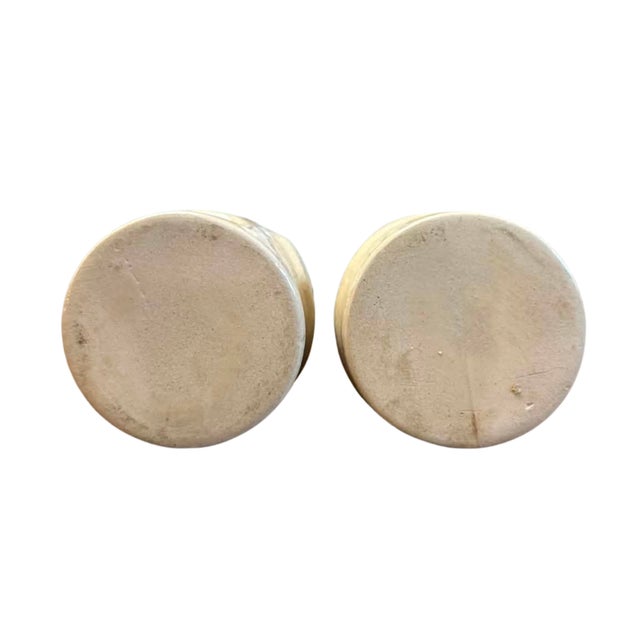 Mid-Century Modern Vintage Sculptural Studio Pottery Mugs in Speckled Ivory Glaze - a Pair For Sale - Image 3 of 4