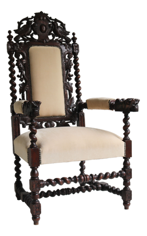 Antique French Renaissance Revival Throne Chair, 1870