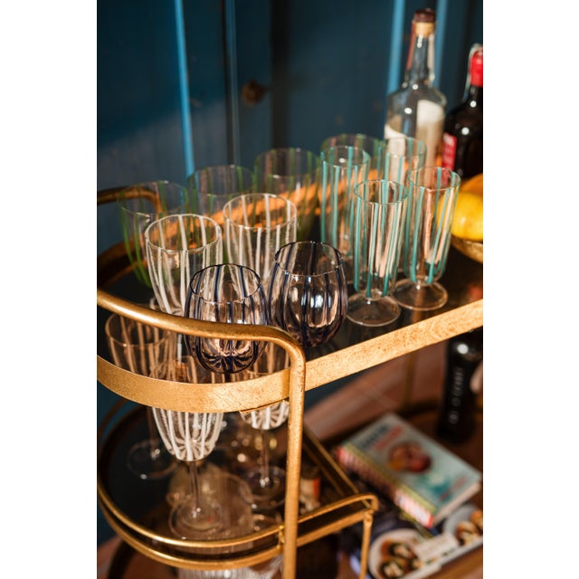 2020s VIETRI Nuovo Stripe White Champagne Glass For Sale - Image 5 of 9