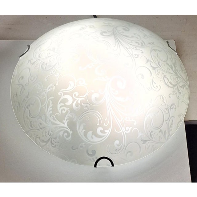 Vintage Ceiling Lamp with White Patterned Glass Shade by Honsel, 2000s For Sale - Image 3 of 8