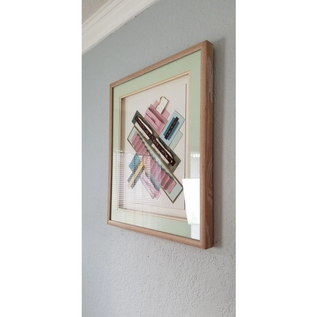 1980s 80s Tienel Postmodern Geometric Collage Wall Art / Painting For Sale - Image 4 of 10