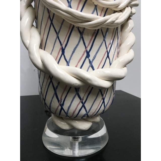 Rare Pair of Roy Hamilton “Bondage Series” Postmodern Ceramic Table Lamps, Los Angeles, Early 1980s For Sale - Image 12 of 13
