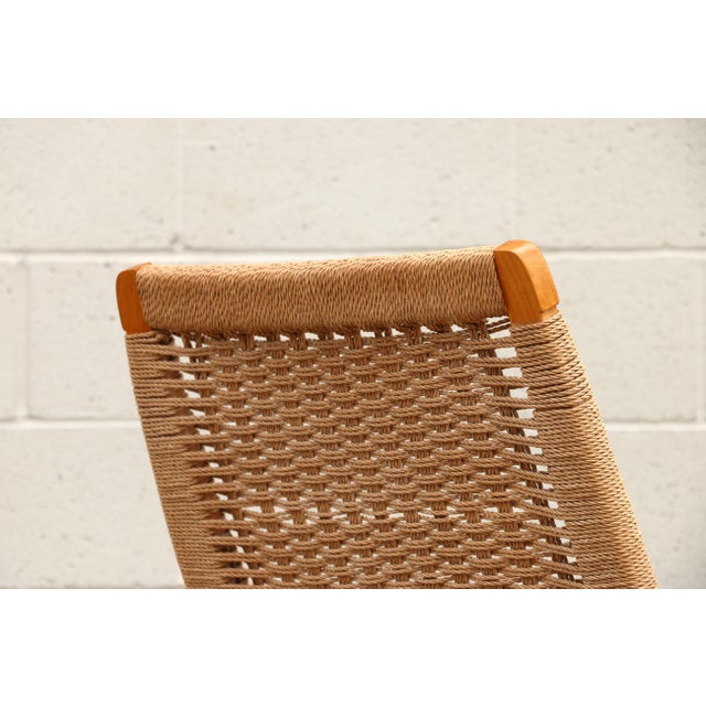 Mid-Century Modern Yugoslavian Woven Rocking Chair & Folding Ottoman | Circa 1960s For Sale - Image 13 of 18