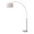1960s Scallop 92" Arc Floor Lamp - Modern Black Nickel, White Marble Base, Linen Shade, Dimmable For Sale