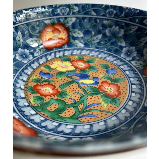 Ceramic Vintage Juzan Gama Blue & White "Bluebird" Porcelain Serving Bowl For Sale - Image 7 of 12