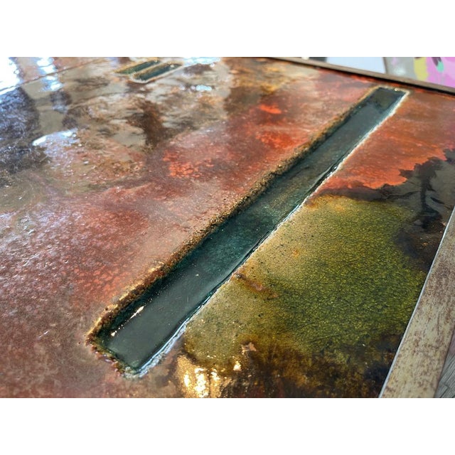 Ceramic Coffee Table in Lava Stone by Robert and Jean Cloutier Frères, 1950s For Sale - Image 4 of 18