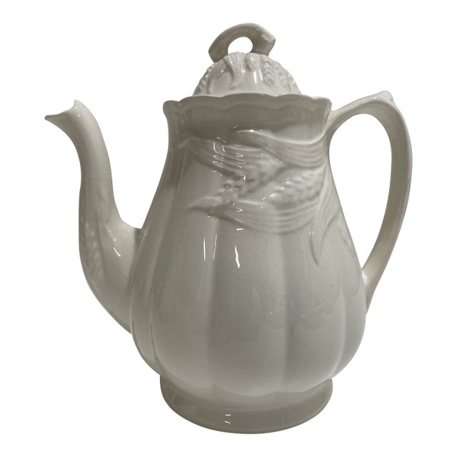 Vintage English Ironstone Coffee Pot - Royal Crownford - Wheat Pattern For Sale