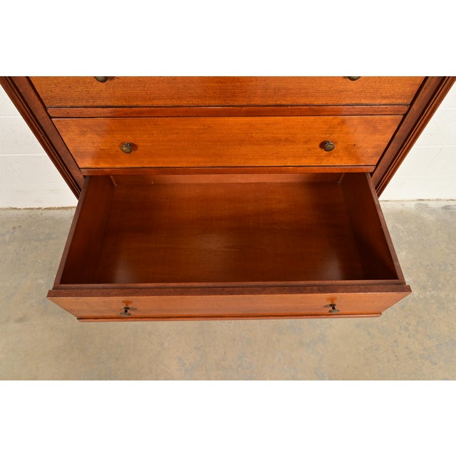 Brown Grange French Louis Philippe Solid Cherry Wood Highboy Dresser or Chest of Drawers For Sale - Image 8 of 14