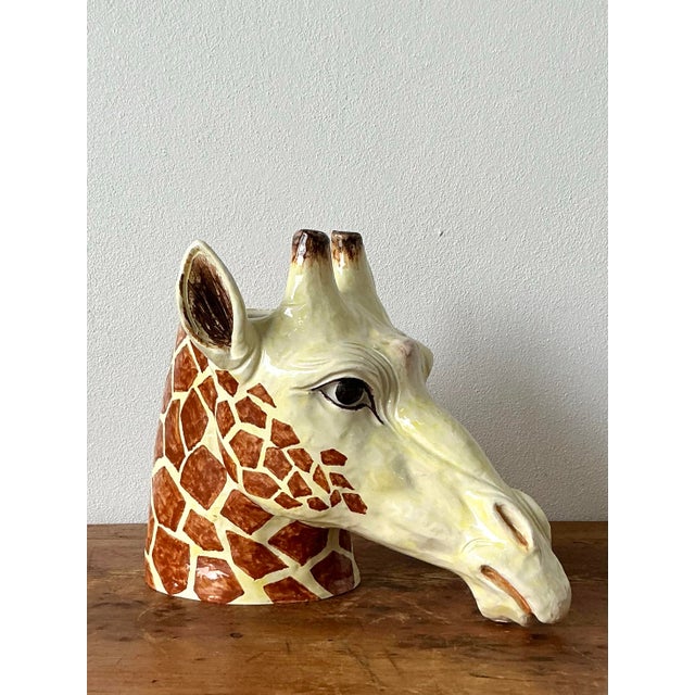 Ceramic Vintage Italian Glazed Ceramic Giraffe Cache Pot For Sale - Image 7 of 12