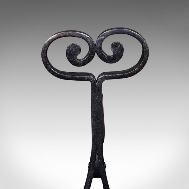 Black Pair of Antique Fire Tool Rests, French, Andirons, Art Nouveau, Victorian, 1900 For Sale - Image 8 of 10