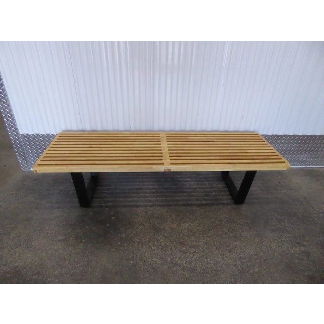 Vintage Large George Nelson Style Slatted Bench For Sale - Image 10 of 10