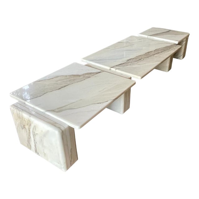 Italian Carrara Marble Modular Coffee Tables by Mario Bellini, 1970s, Set of 7 For Sale