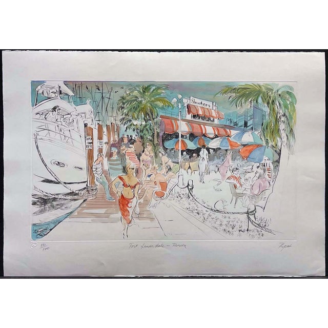 "Fort Lauderdale, Florida" by William Papas Hand Colored Drypoint Etching Art Print on BFK Rives Paper Hand Signed by the...
