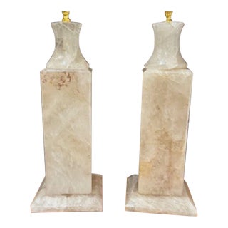Pair of Polished South American Rock Crystal Lamps For Sale