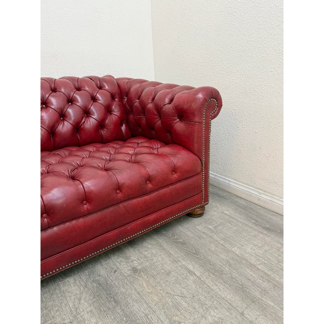 Red Chesterfield Leather Sofa For Sale In Los Angeles - Image 6 of 11
