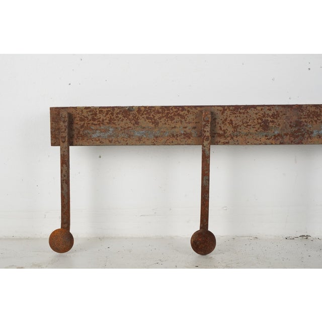 Antique Wrought Iron Industrial Wall Rail Rack For Sale - Image 4 of 10