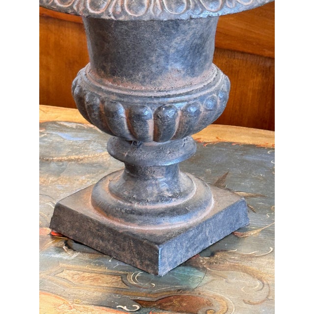 Vintage Cast Iron Urn With Fluted Detail For Sale - Image 4 of 7