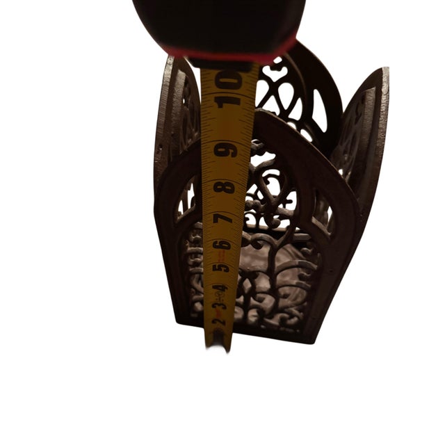 Pair of Heavy Vintage Cast Iron Gothic Cathedral Candle Holders For Sale In Houston - Image 6 of 12