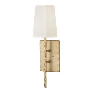 Fredrick Ramond Gold Hammered Wall Sconce With Textured Ivory Shade