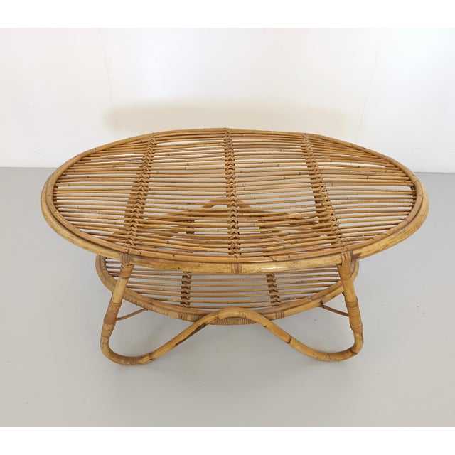 Oval Wicker Coffee Table by Tito Agnoli, 1950s For Sale - Image 6 of 15