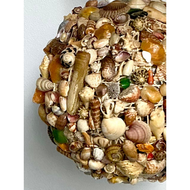 Late 20th Century Vintage Shell Encrusted Sphere Hanging Light For Sale - Image 5 of 12