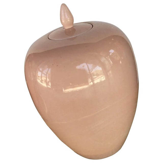 1960s Italian Ceramic Ginger Jar in Blush Pink For Sale - Image 5 of 5