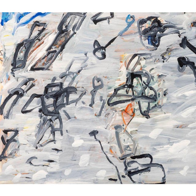 Elfi Schuselka (Austrian, b. 1940), "Between There and Here", Acrylic on Paper, signed lower right, signed and titled to...