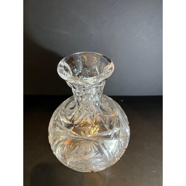 Glass Vintage American Brilliant Period Hobstar Clear Glass Carafe/Decanter For Sale - Image 7 of 10