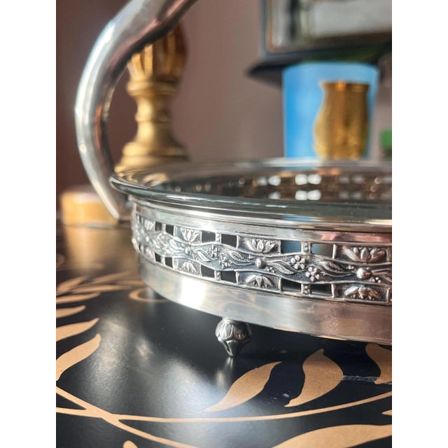 1940s Beautiful antique .800 silver footed pie plate holder // Continental silver // vintage silver pie server // housewarming / hostess gift For Sale - Image 5 of 7