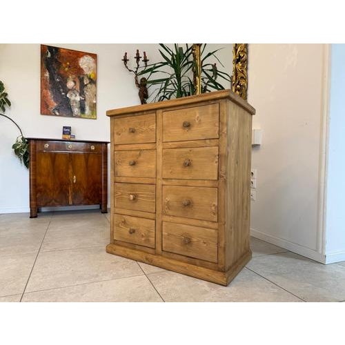Rustic 8-Piece Shop Chest or Apothecary Cabinet in Softwood For Sale - Image 10 of 15