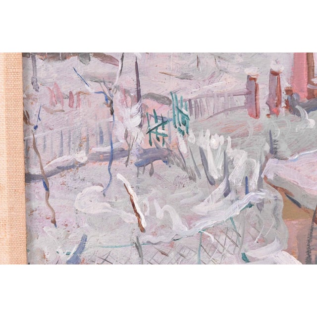 Expressionism Vintage Original Ugo Setti Expressionism Winter in Italy Landscape Oil Painting For Sale - Image 3 of 7