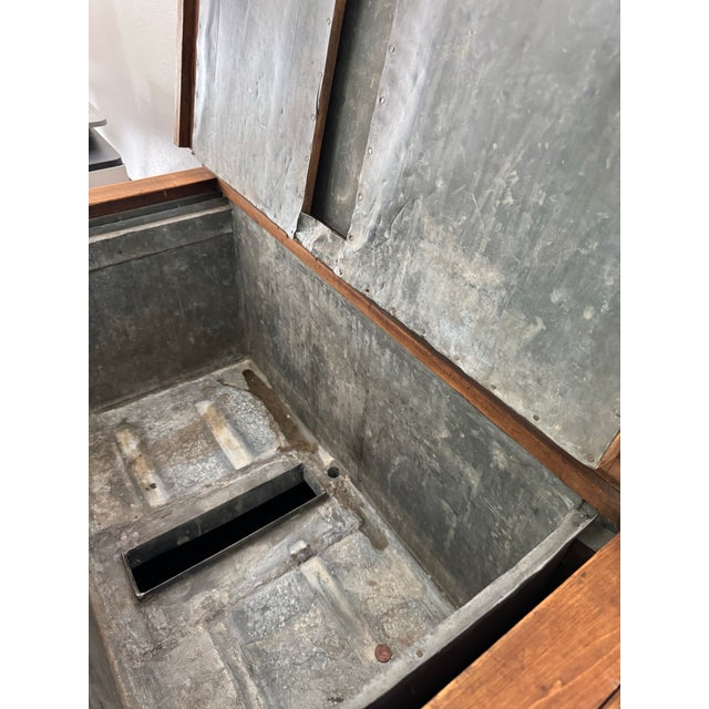 Vintage 1910s Alaska Ice Box Wood Cabinet With Carved Details For Sale - Image 4 of 10