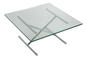 1970s Mid-Century Tube Chrome Glass X Base Square Coffee Table