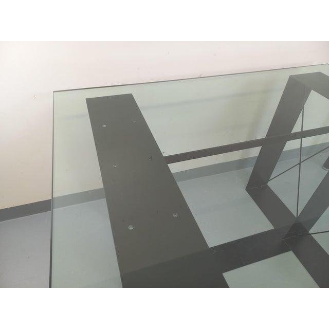 Vintage Rectangular High Table in Glass and Black Metal, 1980s For Sale - Image 6 of 18
