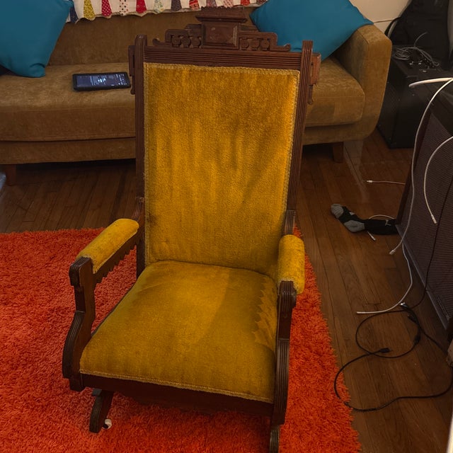 A stunning example of the American Eastlake aesthetic, this platform rocking chair dates to approximately 1875–1895 and...