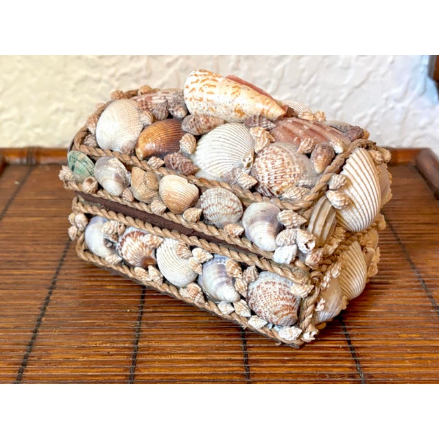 Vintage Shell Encrusted Domed Lid Box For Sale - Image 6 of 8