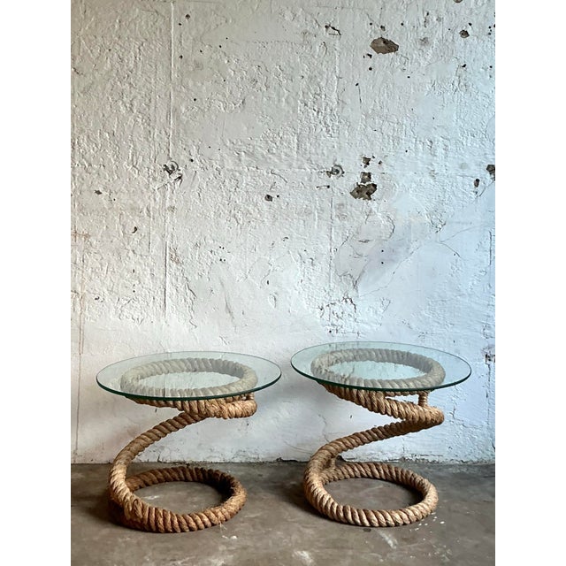 Vintage Boho Twisted Rope Side Tables - Set of 2 | Chairish